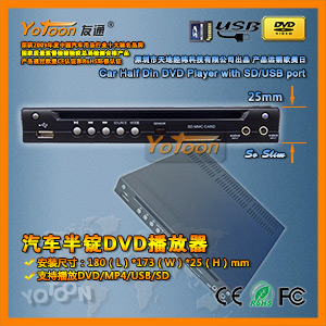 Car Half DIN In-Dash DVD Player with USB/SD Slot