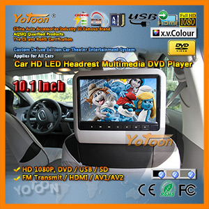 Car HD LED Headrest Multimedia DVD Player