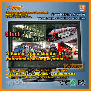 9 inch 4 Screen Video Monitor Panoramic Parking System