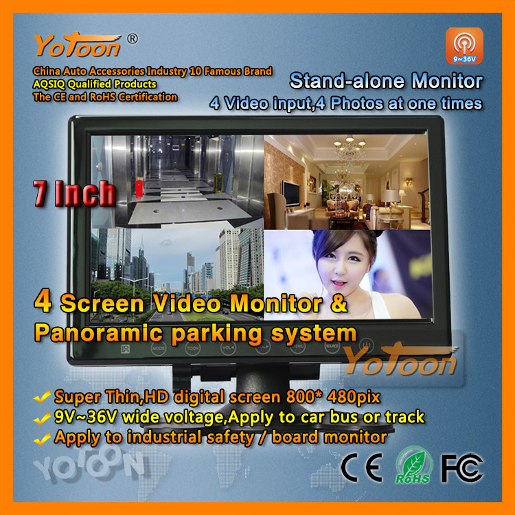 7 inch car monitor / 4 screen video monitor / Panoramic parking system / car security system